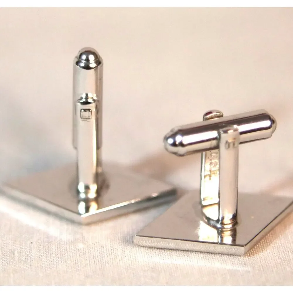 💎Hickock Diamond Engraved Diamond Shaped Cuff Links Gold And Silver Tone Metal